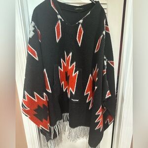Black and orange sweater poncho size small